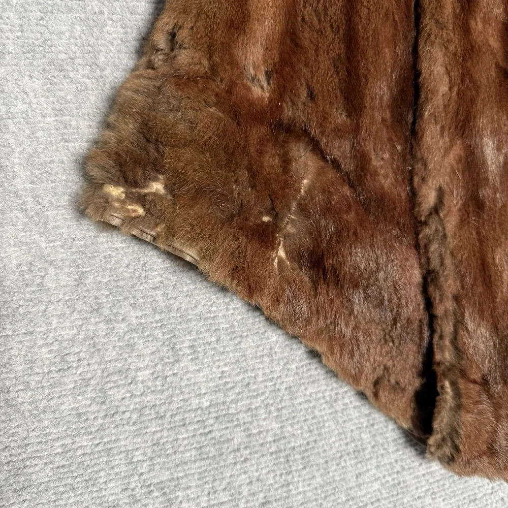 Vintage Macy's Kansas City Fur Coat Rabbit Fur Brown Shawl Coat Read**